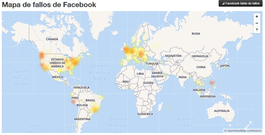 mapa de fallos de facebook
